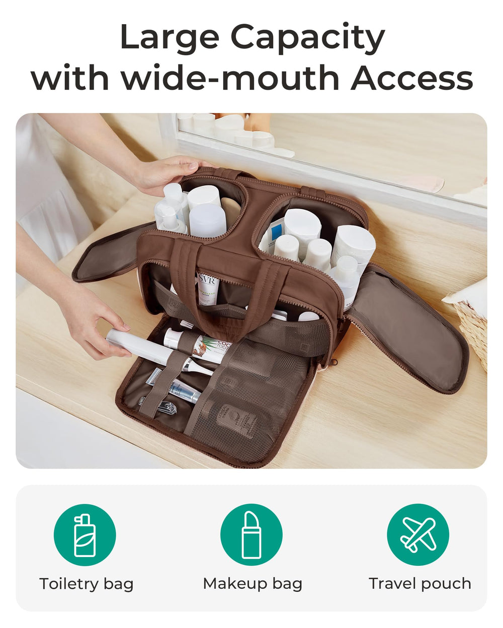 BAGSMART Puffy Travel Toiletry Bag lightweight soft-material vibe enhances on-the-go organization