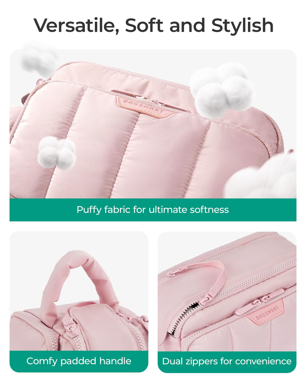 BAGSMART rear waterproof compartment ideal for damp items like towels.