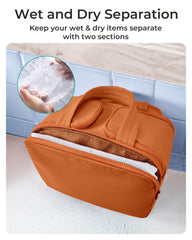 BagSMART Sandstore Brown front pocket waterproof keeps wet items separate.