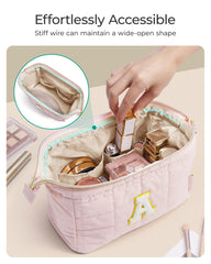 BAGSMART spacious capacity interior pockets for lipsticks and brushes