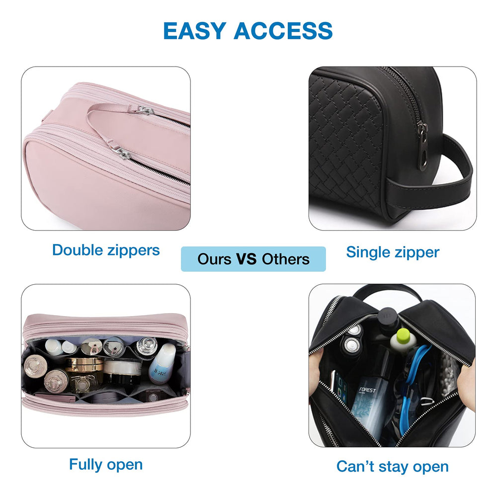 BAGSMART Toiletry Bag back pocket with elastic and zippers for makeup items