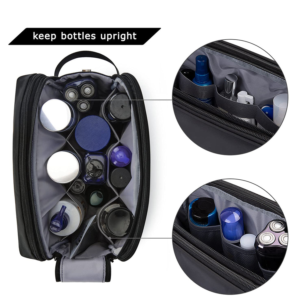 BAGSMART Toiletry Bag back pocket with elastic band keeps makeup organized.