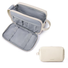 BAGSMART Toiletry Bag beige with front pocket for wet items and easy access