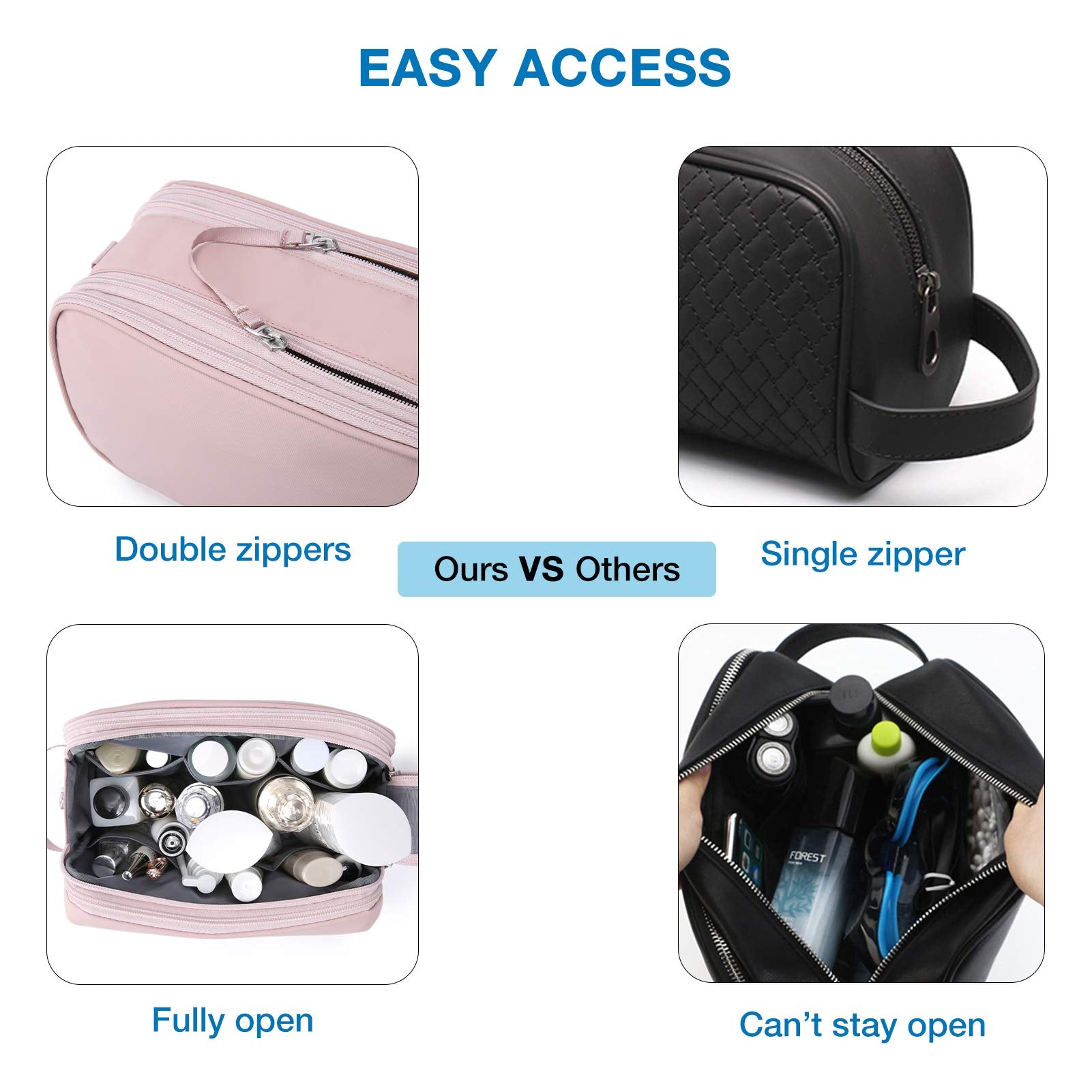 BAGSMART Toiletry Bag beige water-resistant material protects contents