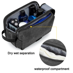 BAGSMART Toiletry Bag Black Large full-open front pocket offers easy access to toiletries on the go.
