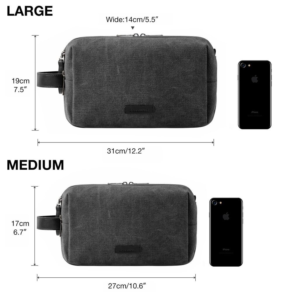 BAGSMART Toiletry Bag Black Large interior with elastic bands keeps items secure during travel.