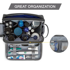 BAGSMART Toiletry Bag Black Large waterproof back pocket and dry-wet separation capability.