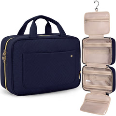 BAGSMART Toiletry Bag blue open view shows organized compartments for easy access.