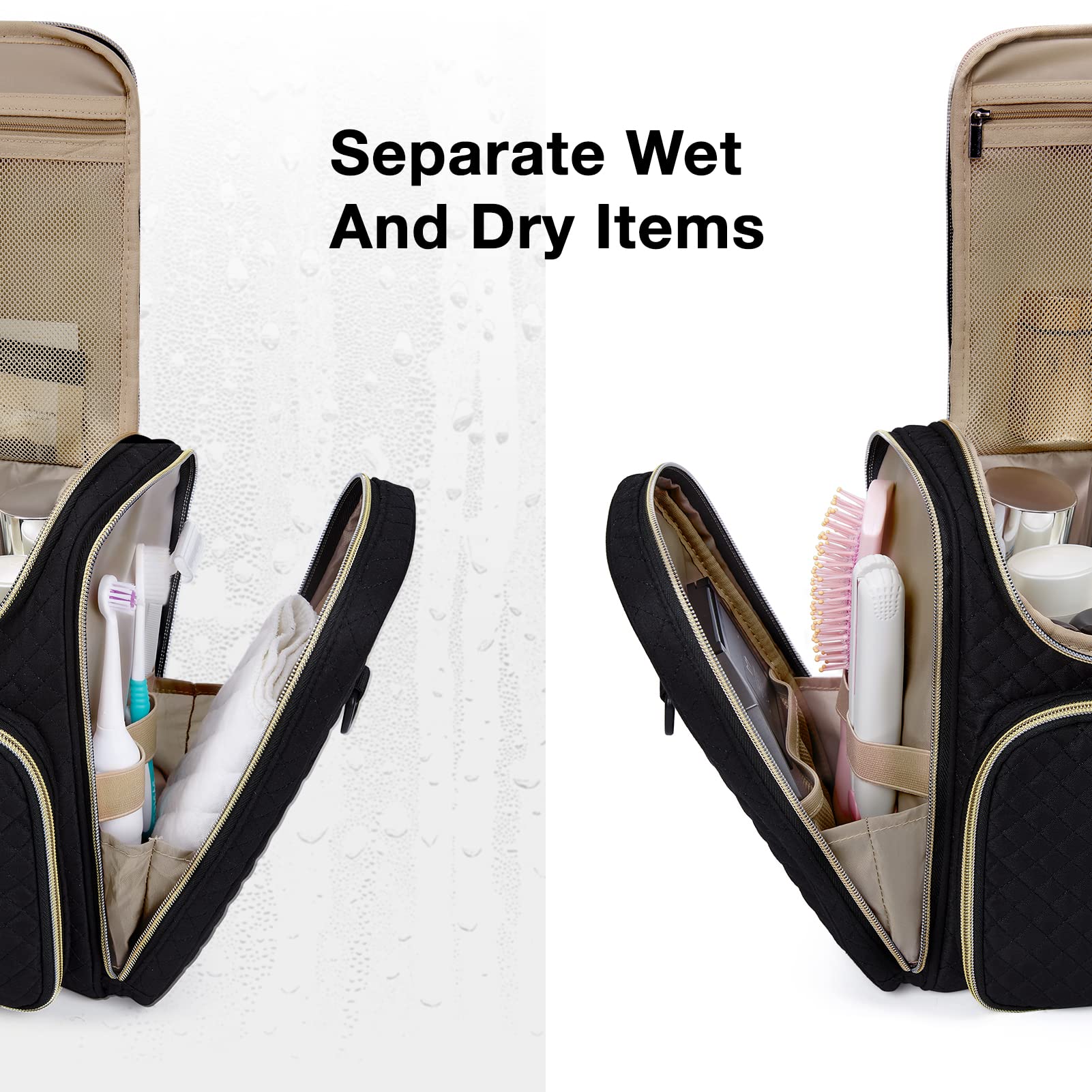 BAGSMART Toiletry Bag makeup brushes area keeping brushes protected and accessible
