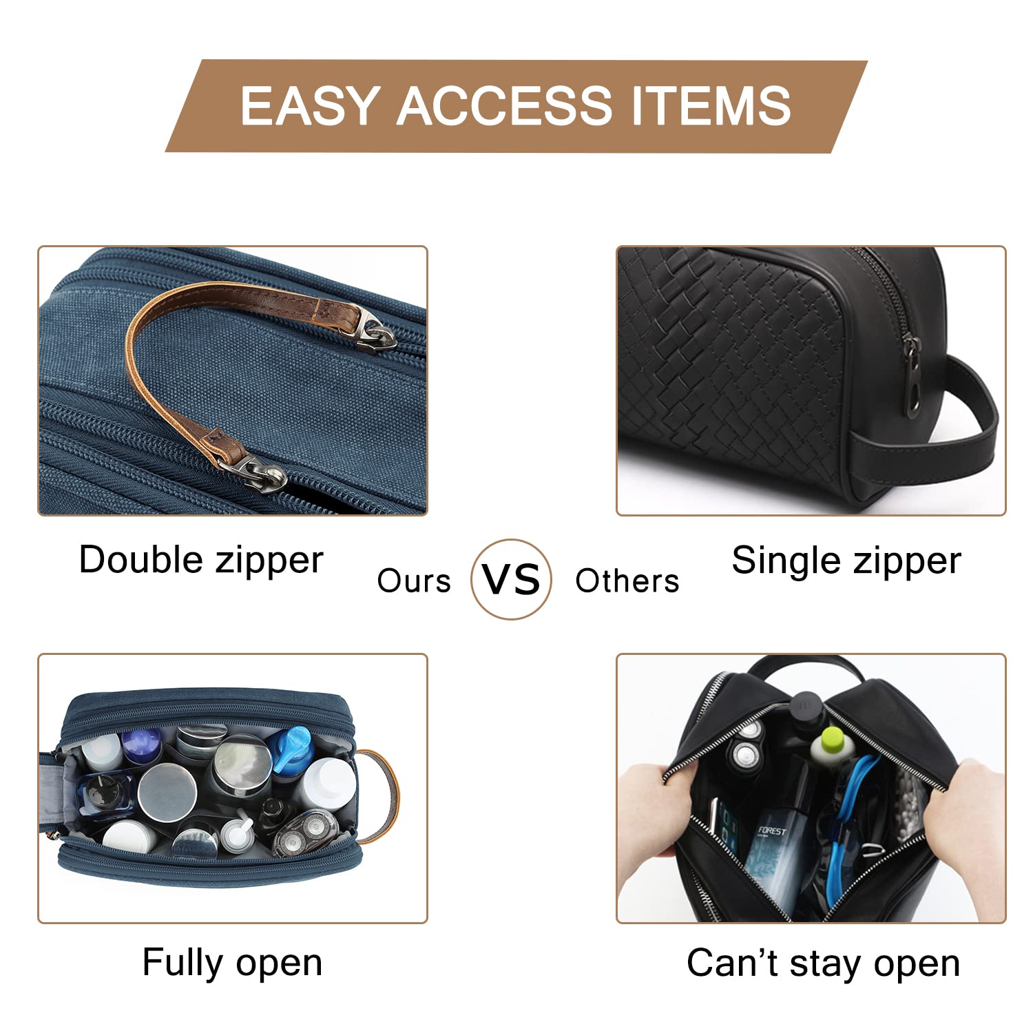 BAGSMART Toiletry Bag stacked compartments support organized skincare and perfume travel.