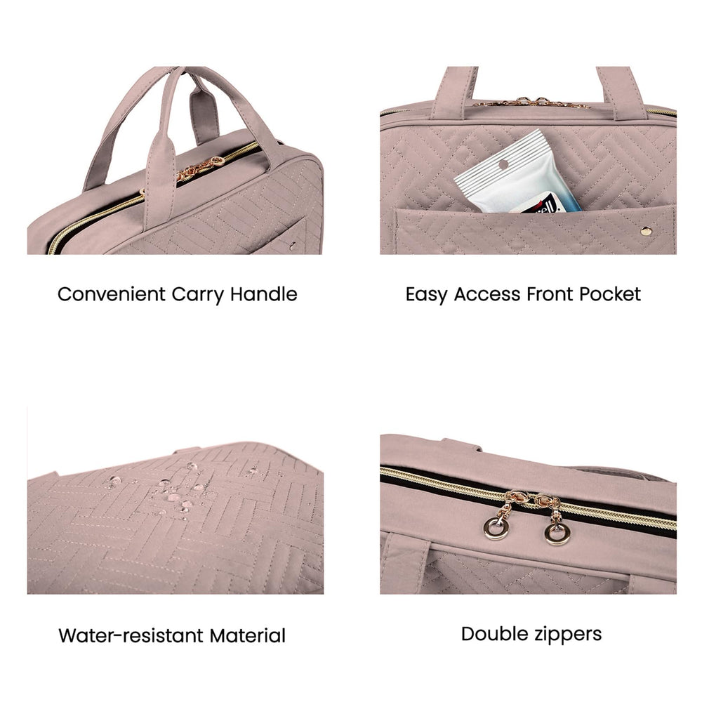 BAGSMART Toiletry Bag carry handle folded demonstrates versatile hanging option