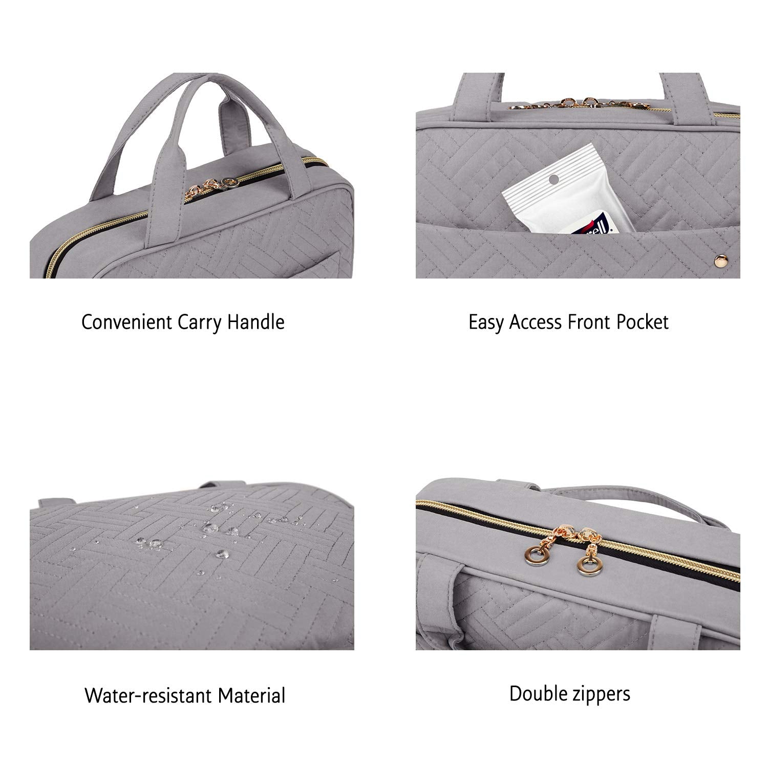 BAGSMART Toiletry Bag carry handle doubles as a hanging strap.
