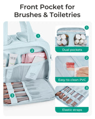 BAGSMART toiletry bag features dry-wet separation for easy cleanup and separation.