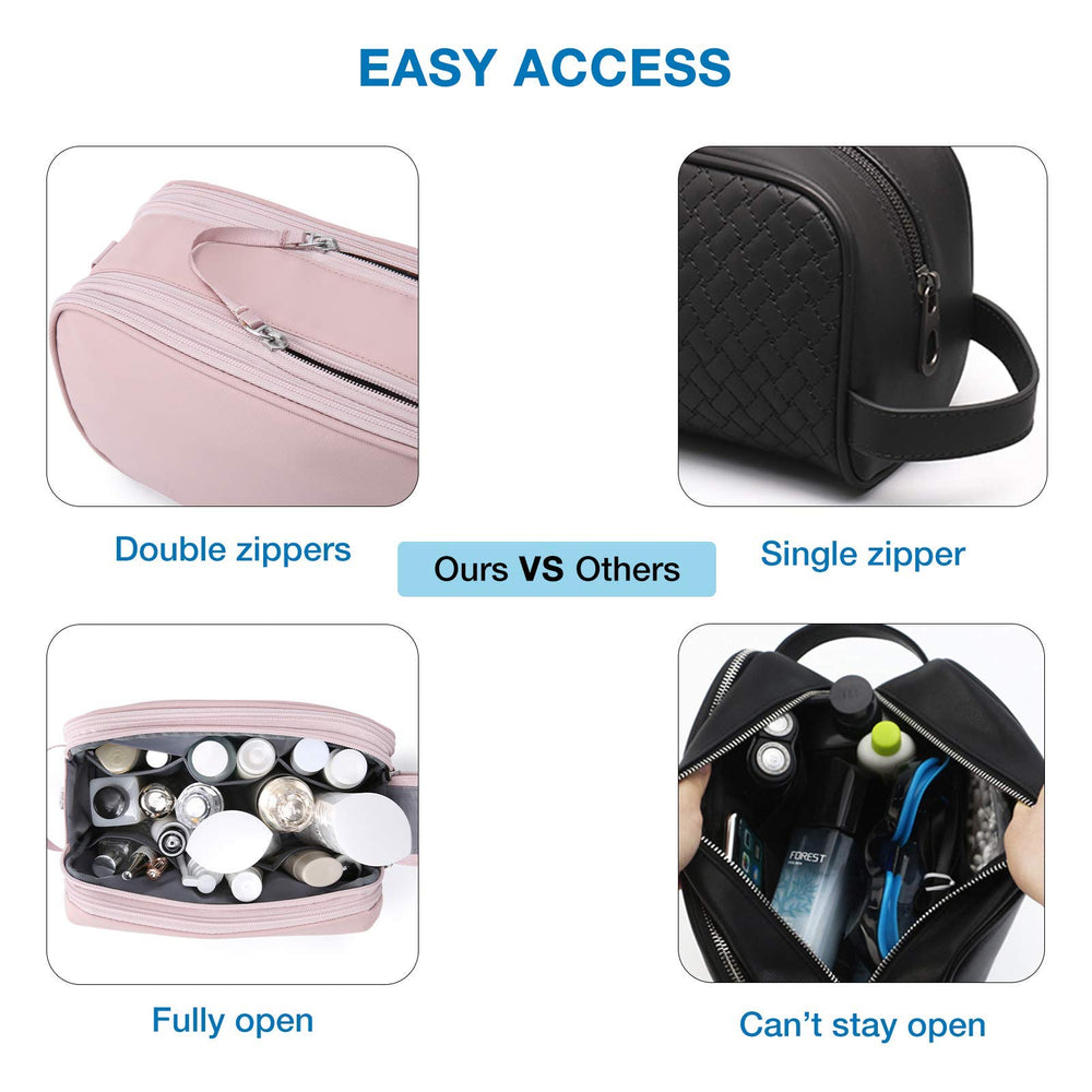 BAGSMART Toiletry Bag dual-zipper design offers easy access and secure closure