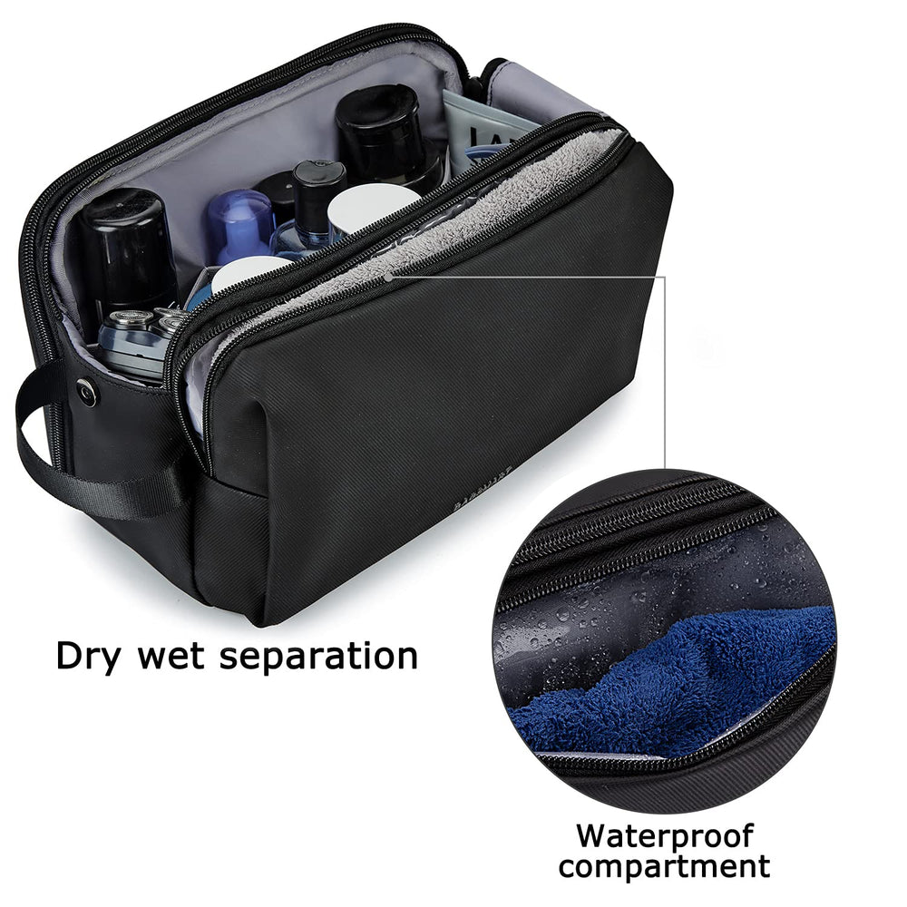 BAGSMART Toiletry Bag dual zipper design for quick access and secure closure.