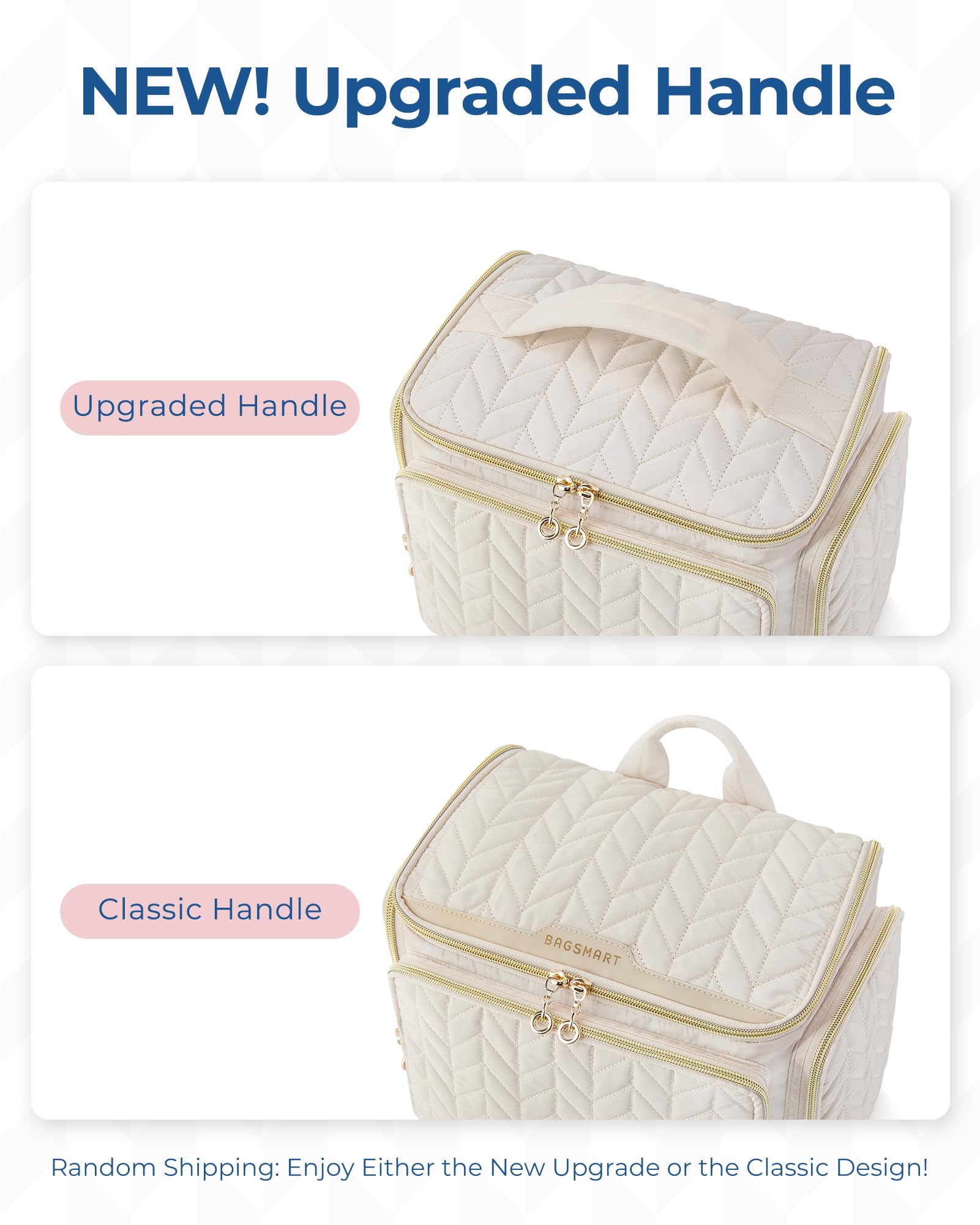 BAGSMART toiletry bag front pocket waterproof beige keeps wet items separate and clean.