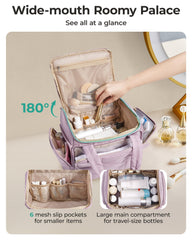 BAGSMART front wet/dry pocket keeps damp items separated and skincare dry.