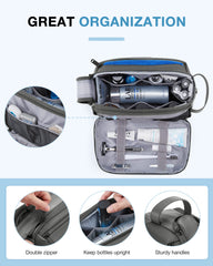 BAGSMART toiletry bag grey wet-dry pocket separates items for clean packing.