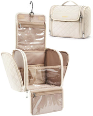 BAGSMART Toiletry Bag with hanging hook beige for travel cosmetics