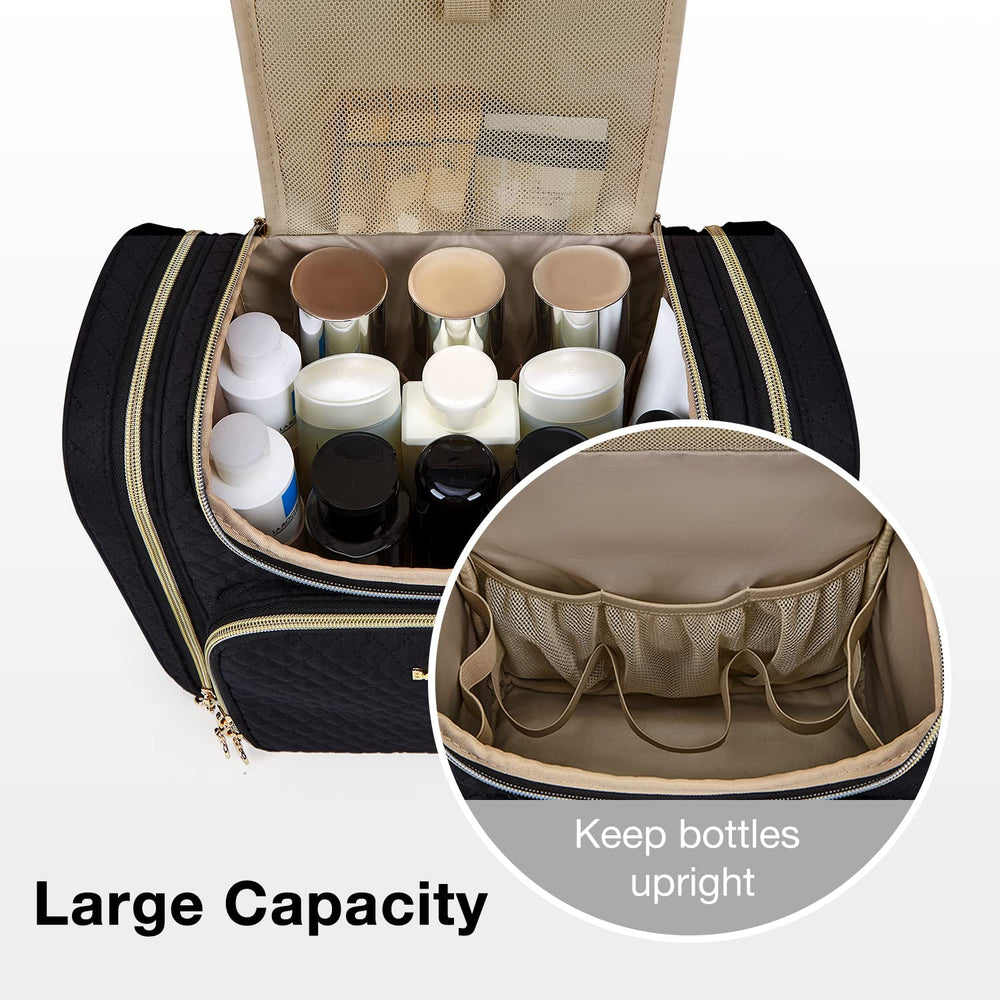 BAGSMART Toiletry Bag hanging hook in use for bathroom setup while traveling