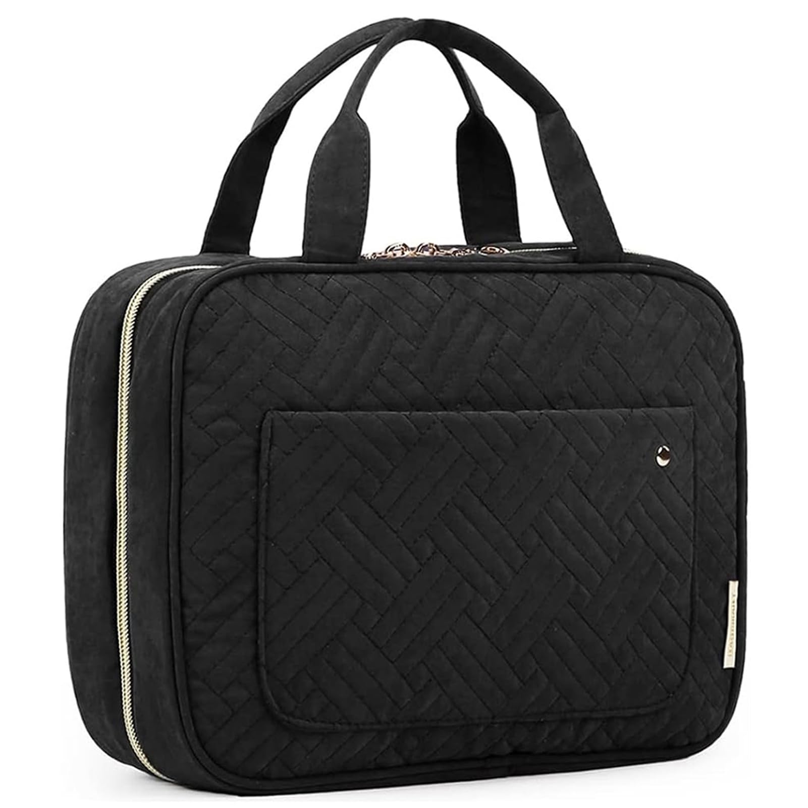 BAGSMART Toiletry Bag with Hanging Hook shows easy hotel room access.