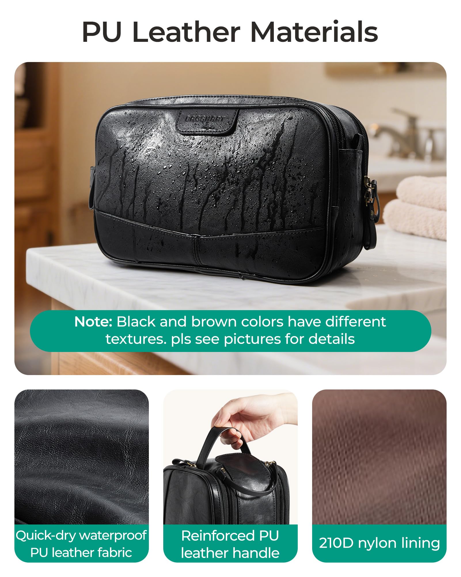 BagSmart Toiletry Bag interior with elastic band organization