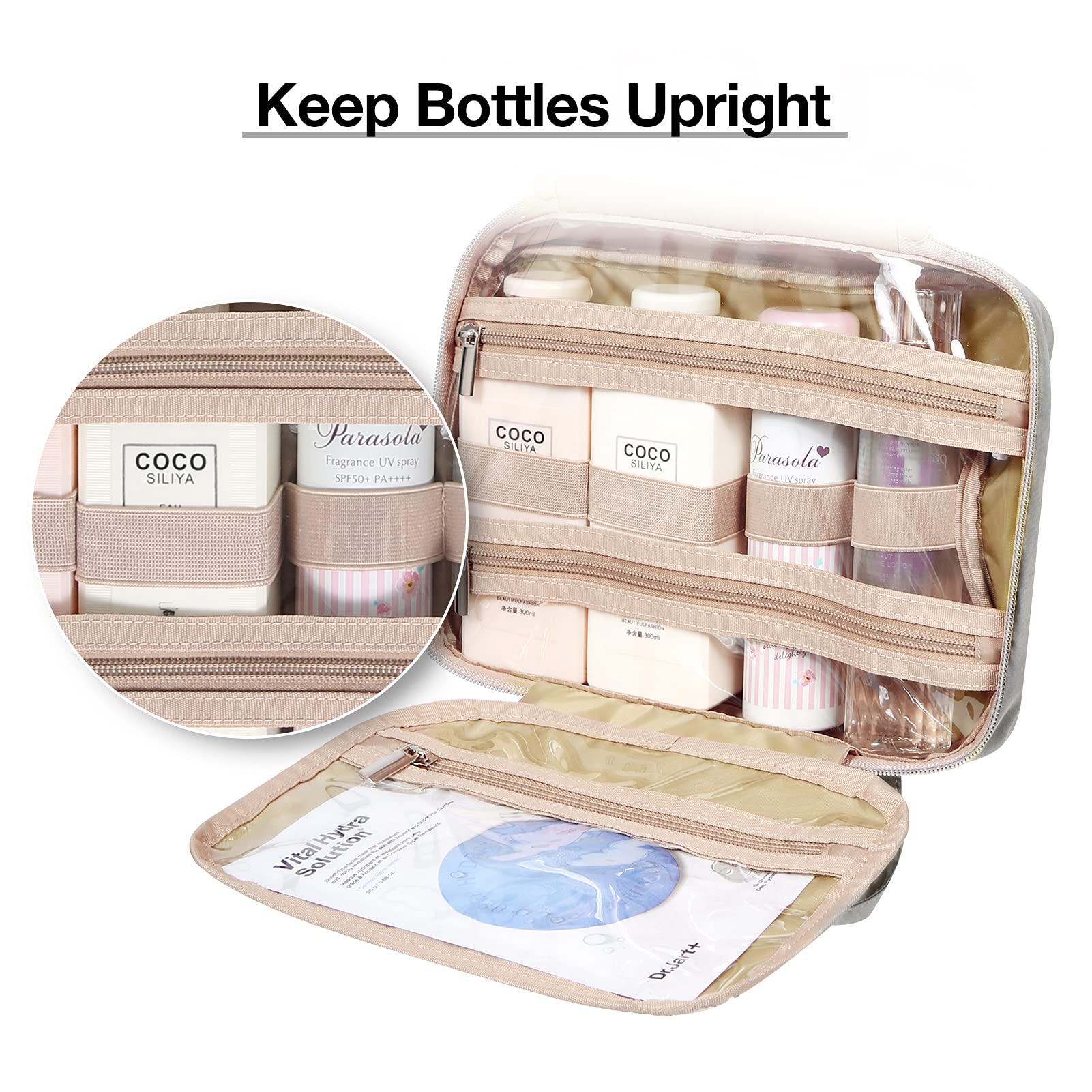BAGSMART Inside Elastic Pockets keep bottles upright and contents stable during travel