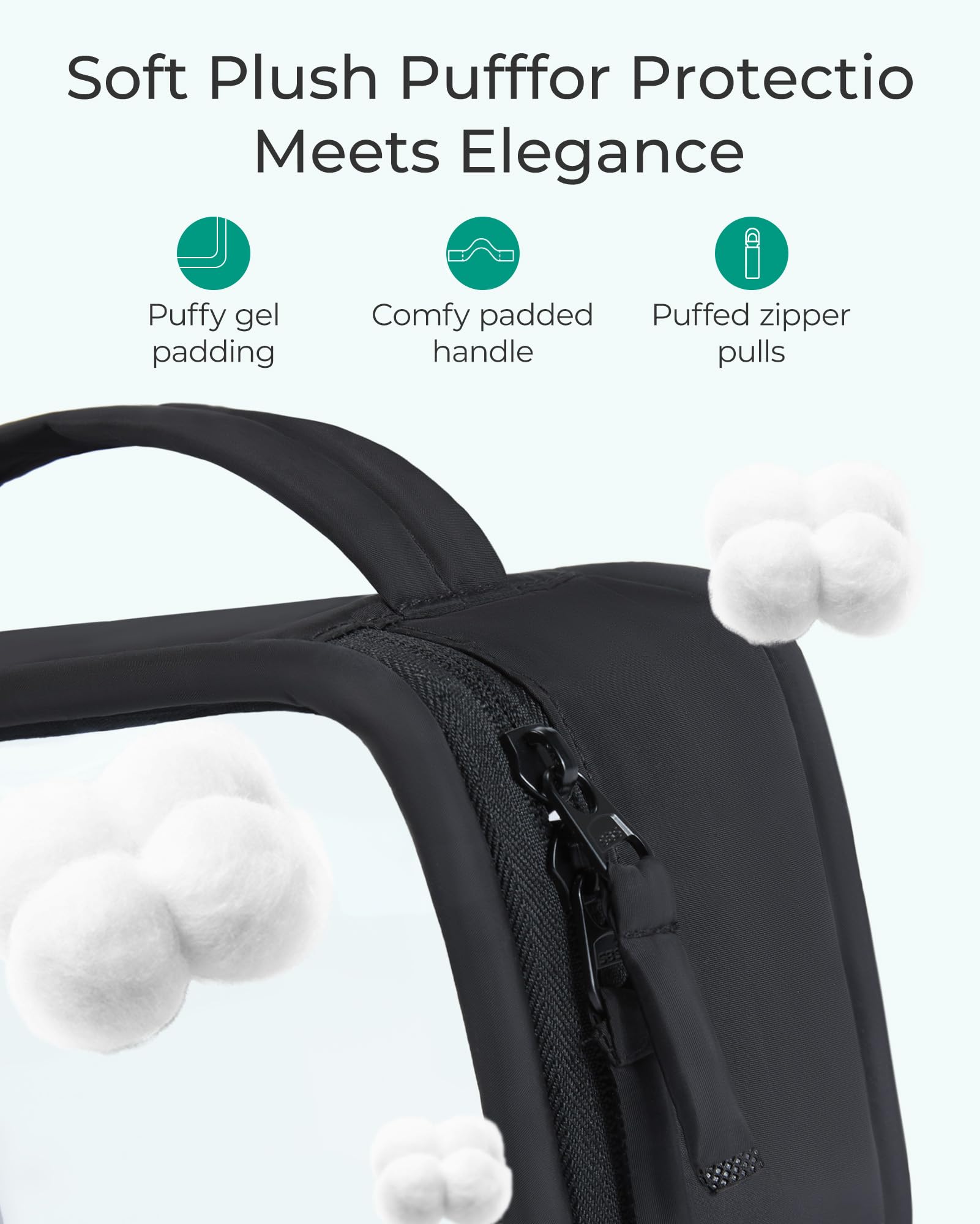BAGSMART interior shows wide opening and transparent panel for fast locating products
