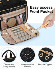 BAGSMART toiletry bag interior-elastic-pockets keeps bottles upright and organized during travel.