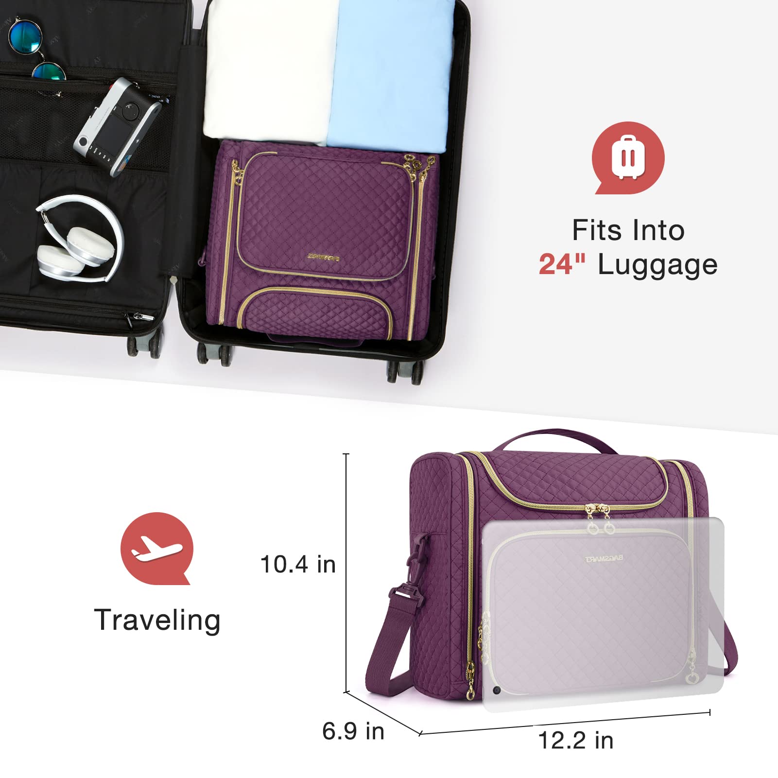 BAGSMART Toiletry Bag main large compartment keeps full-sized items organized