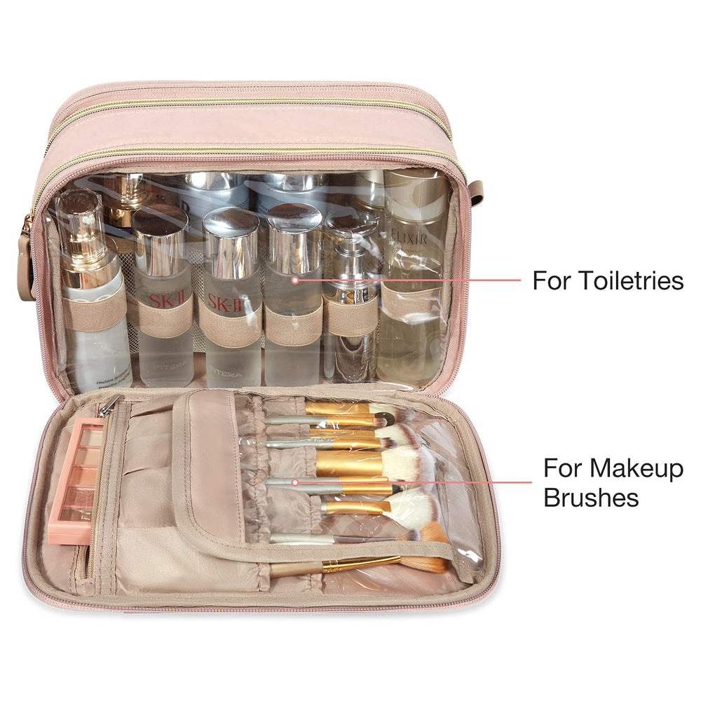 BagSmart toiletry bag medium pink large main compartment for full-sized containers