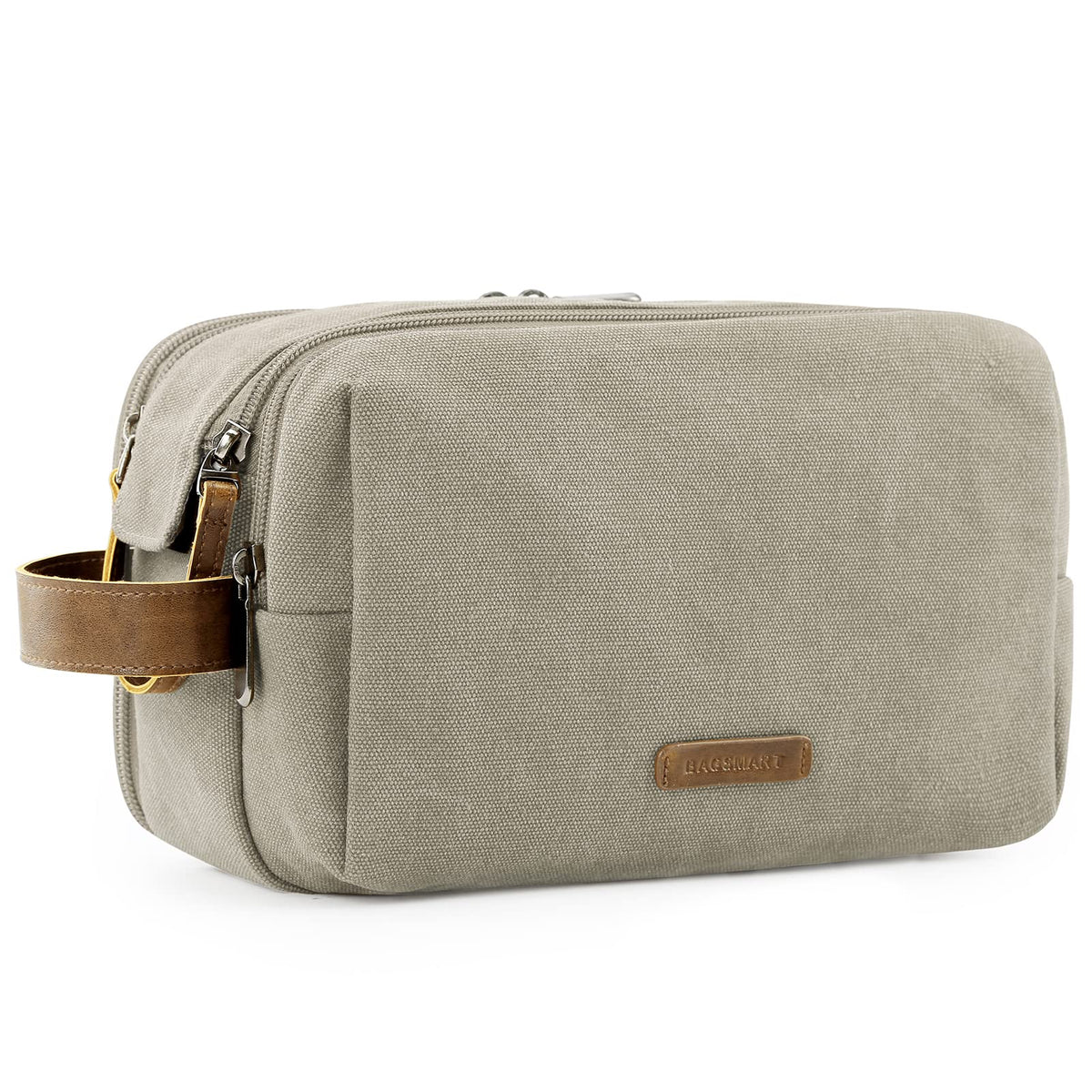 BAGSMART Toiletry Bag for Men beige medium – front view with spacious main compartment.