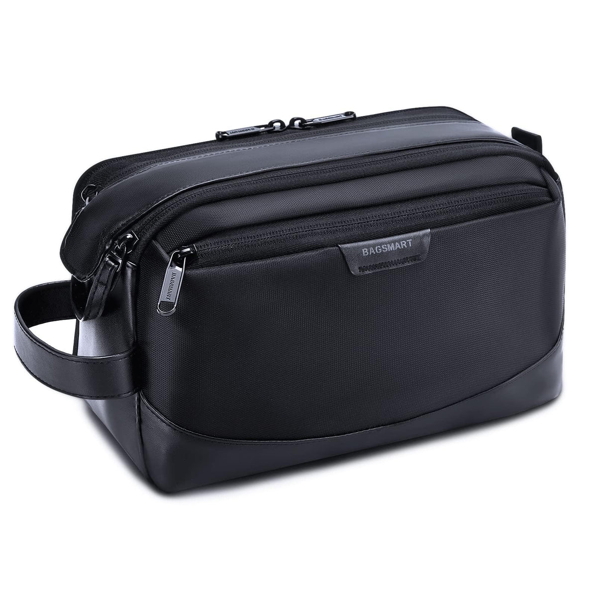BAGSMART Toiletry Bag front view with water-resistant exterior ideal for travel cleanup.