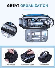 BAGSMART Toiletry Bag separate-pocket design highlights wet/dry separation for toiletries.