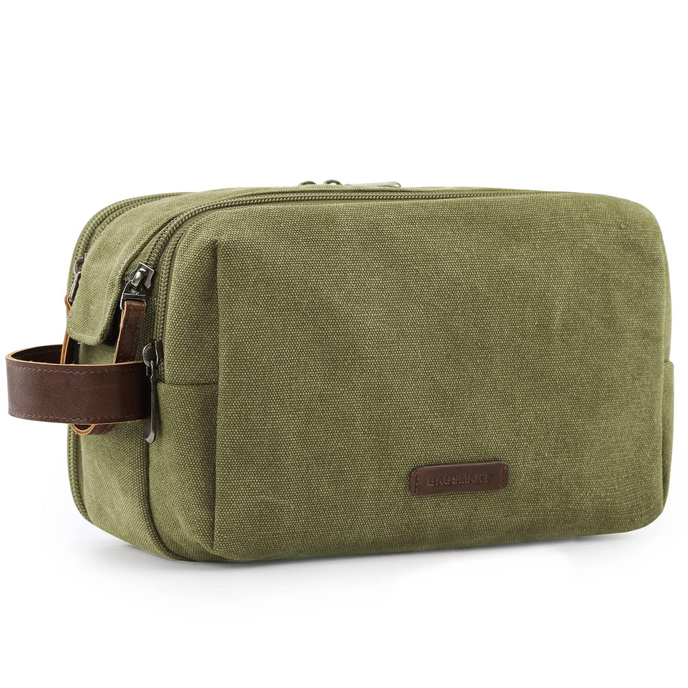 BAGSMART toiletry bag front view in green for organized travel essentials