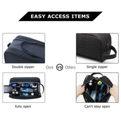 BAGSMART Toiletry Bag for Men Navy back pocket with elastic band for secure storage during travel