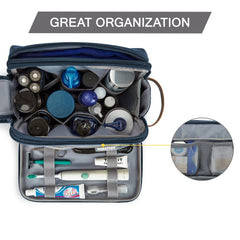 BAGSMART Toiletry Bag Navy Large open-front-pocket reveals dry-wet separation for gear