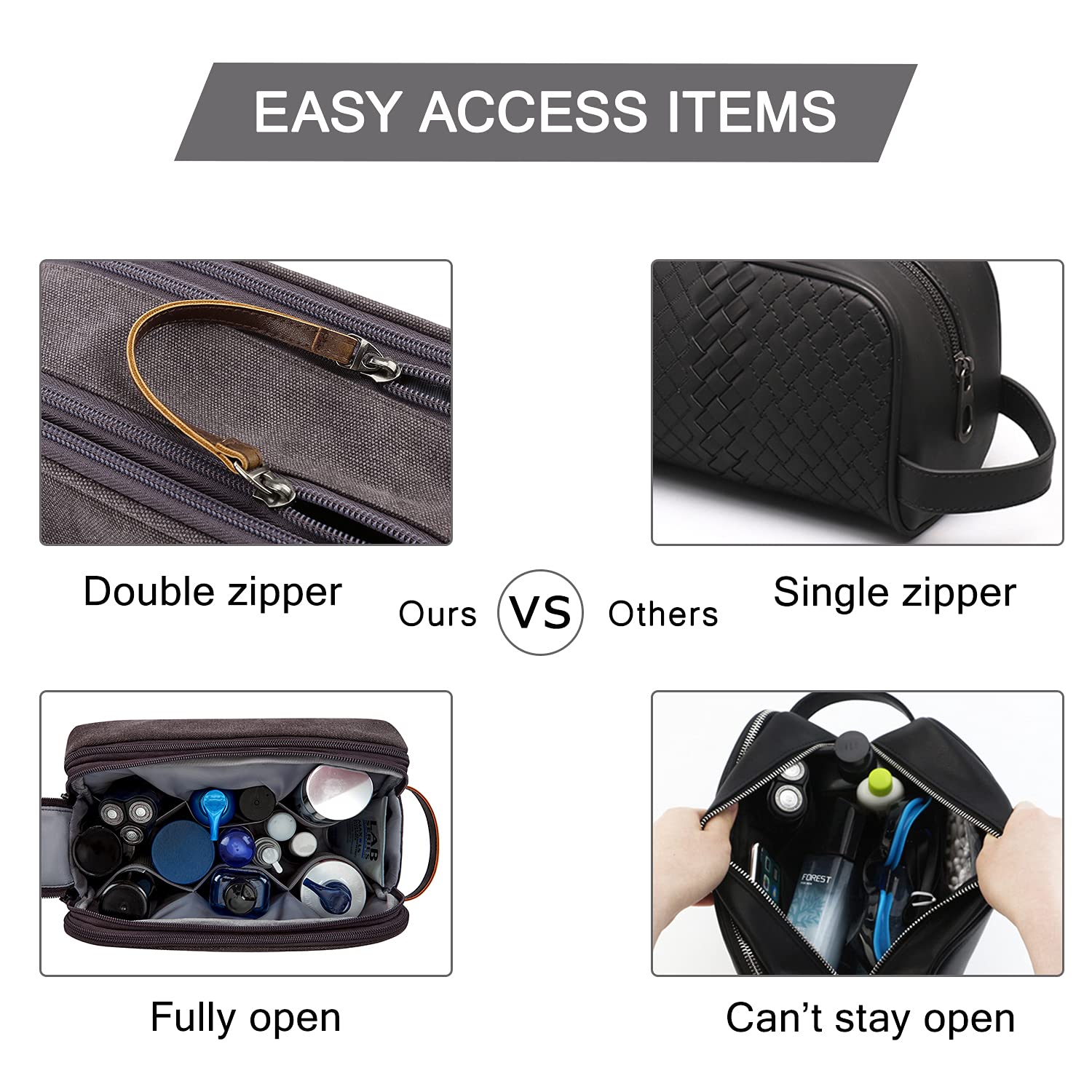 BAGSMART Toiletry Bag multi pocket design for cosmetics and grooming tools