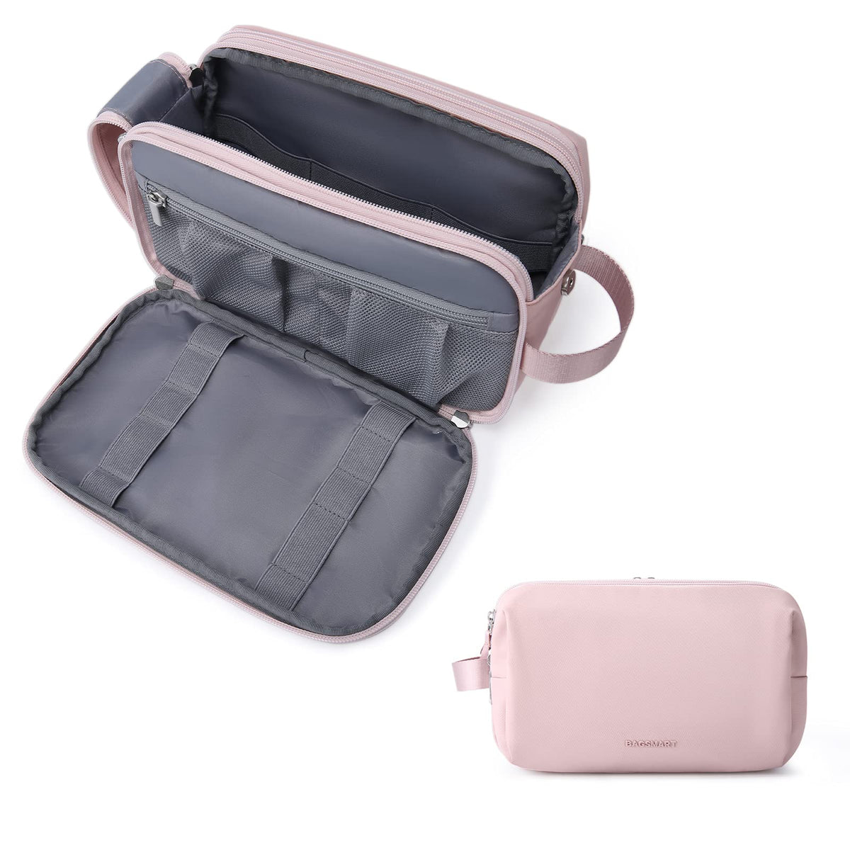 BAGSMART Toiletry Bag pink large, vibrant design for effortless travel organization