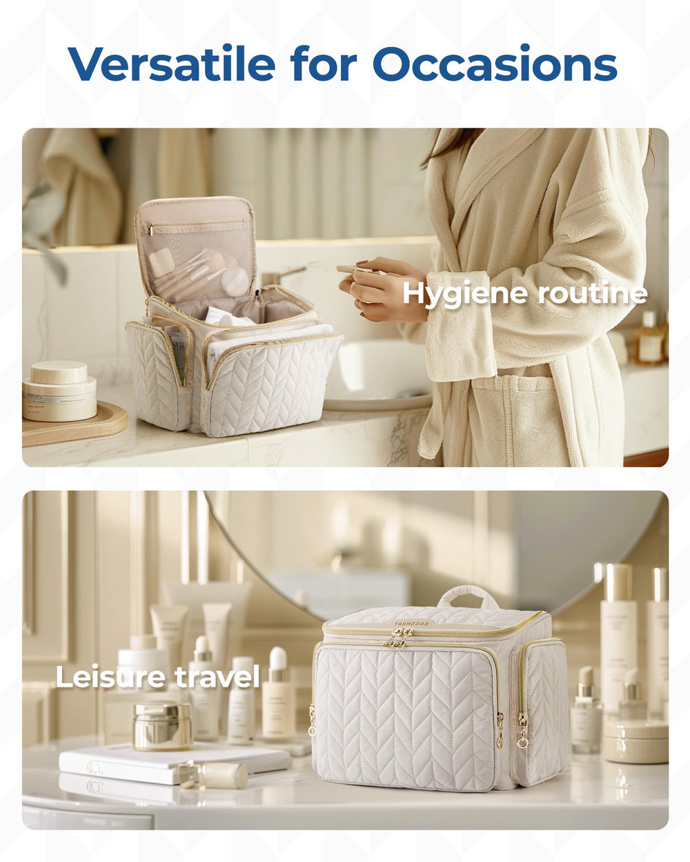 bagsmart travel toiletry bag puffy material creates lightweight, comfortable carry.