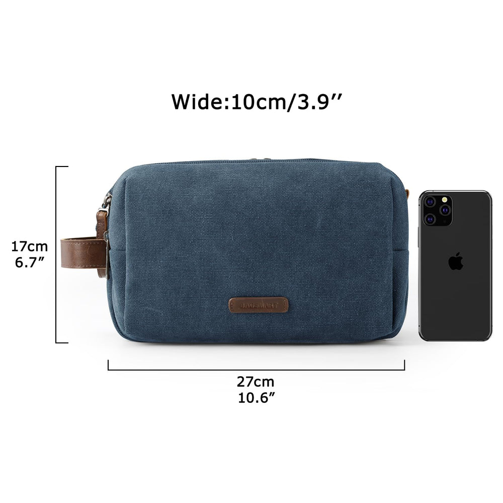 BAGSMART Toiletry Bag side-pocket-open demonstrates quick access to essentials on the go.