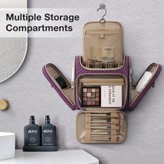 BAGSMART Toiletry Bag side pocket shows wet-dry separation for mess-free travel