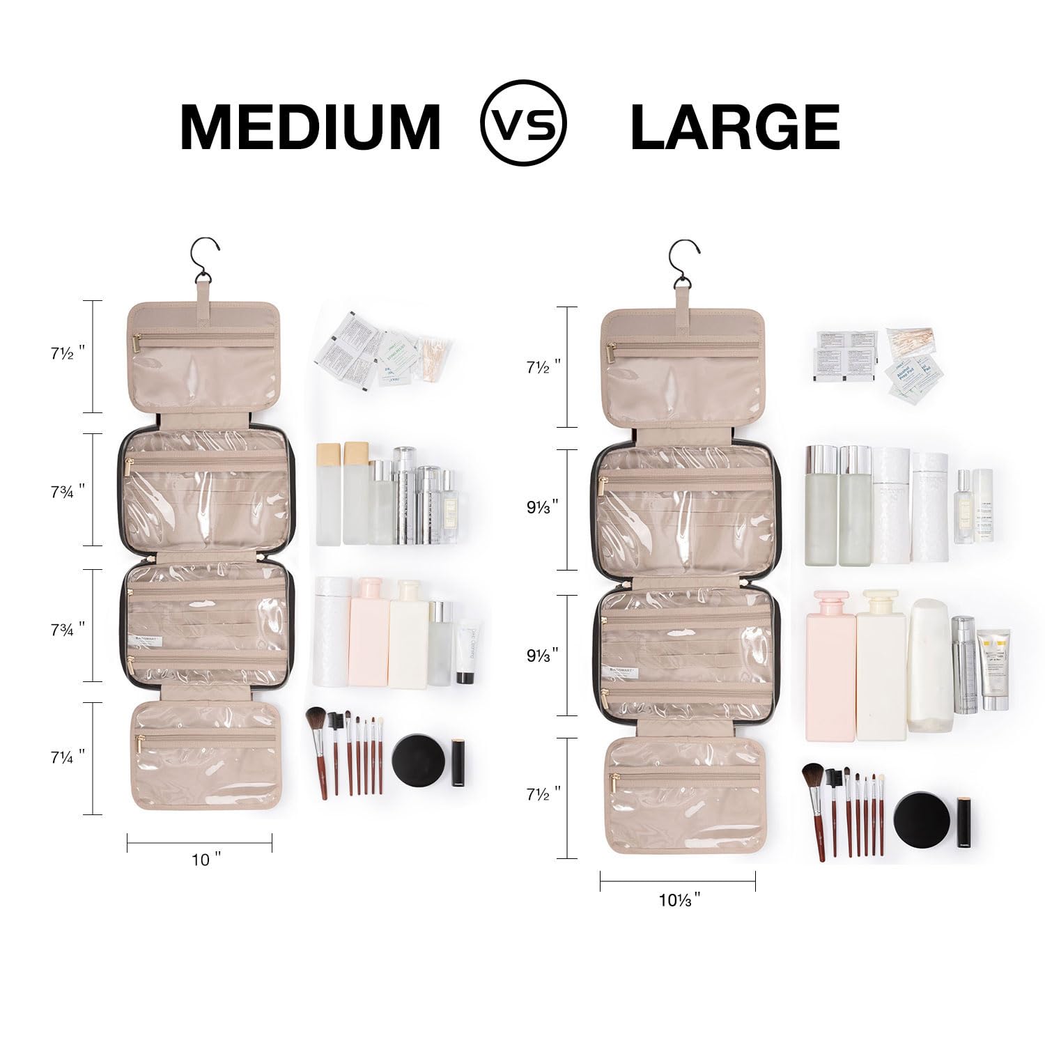 BAGSMART Toiletry Bag Smokey Blue hanging hook highlights versatile travel hanging option