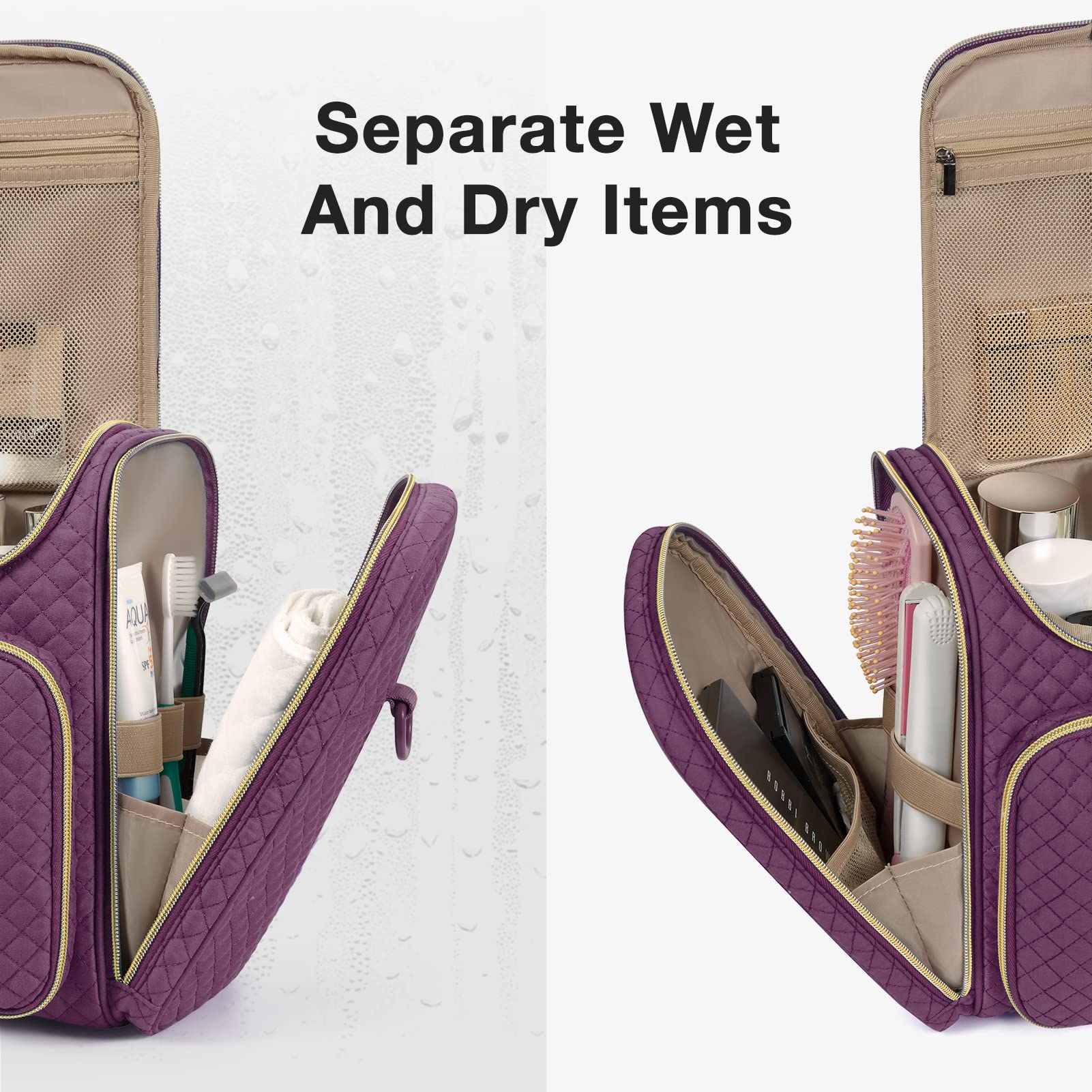 BAGSMART Toiletry Bag swivel-hook design for versatile hanging in hotels