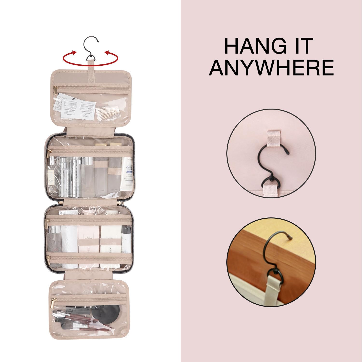 BAGSMART Toiletry Bag transparent sides provide quick content overview