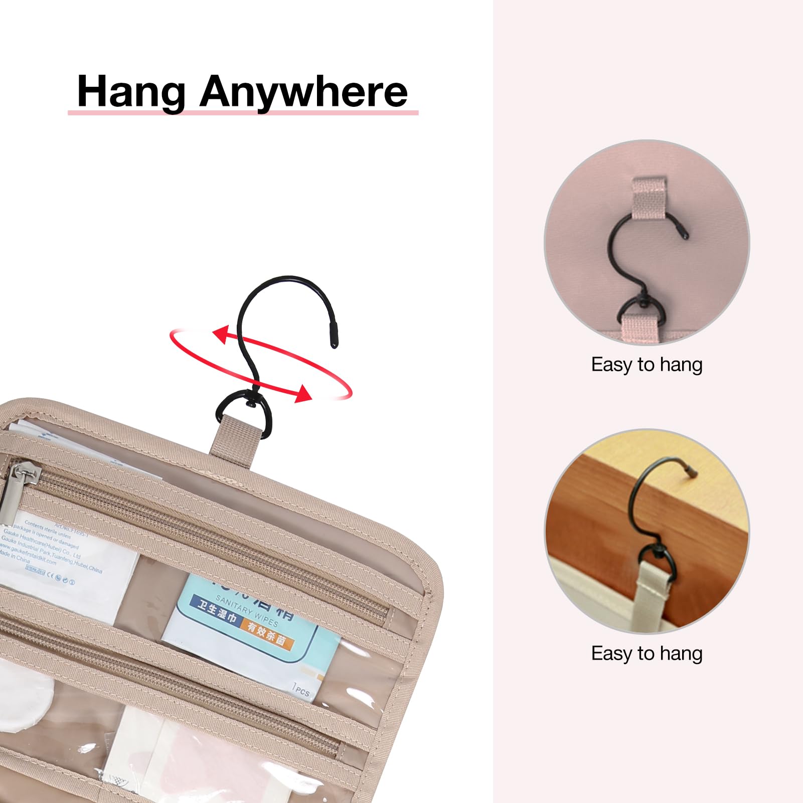 BAGSMART Toiletry Bag transparent-sides offer quick content overview and organization