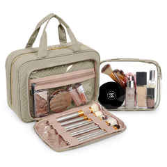 BAGSMART transparent TSA bag shows full-sized toiletries quick security check