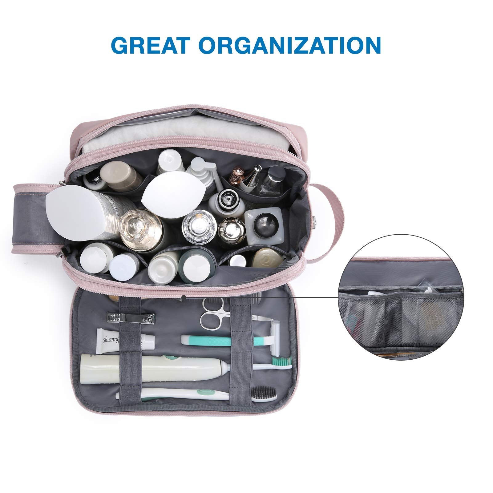 BAGSMART Toiletry Bag water-resistant material protects contents from splashes