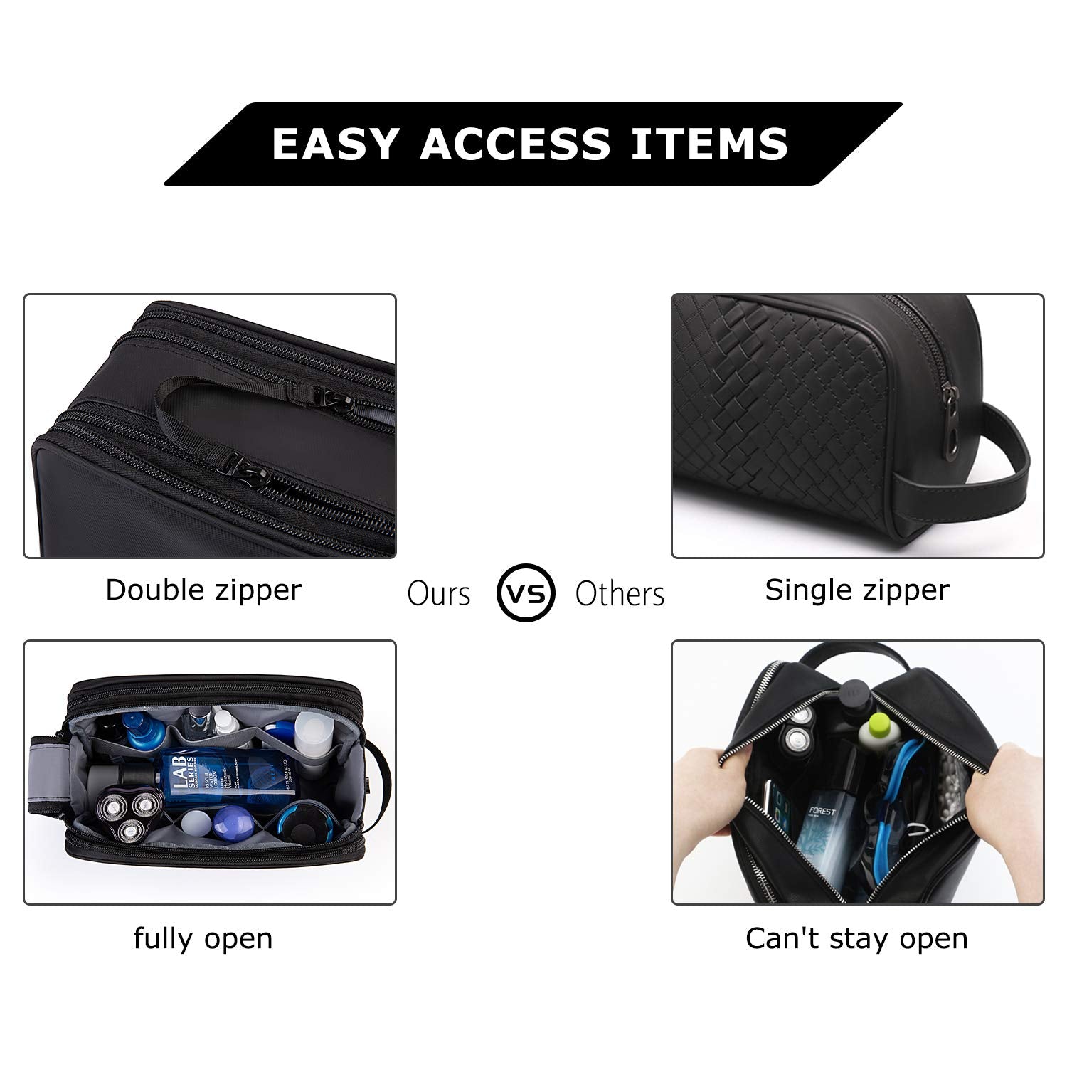 BAGSMART Toiletry Bag water-resistant material protects items from splashes.