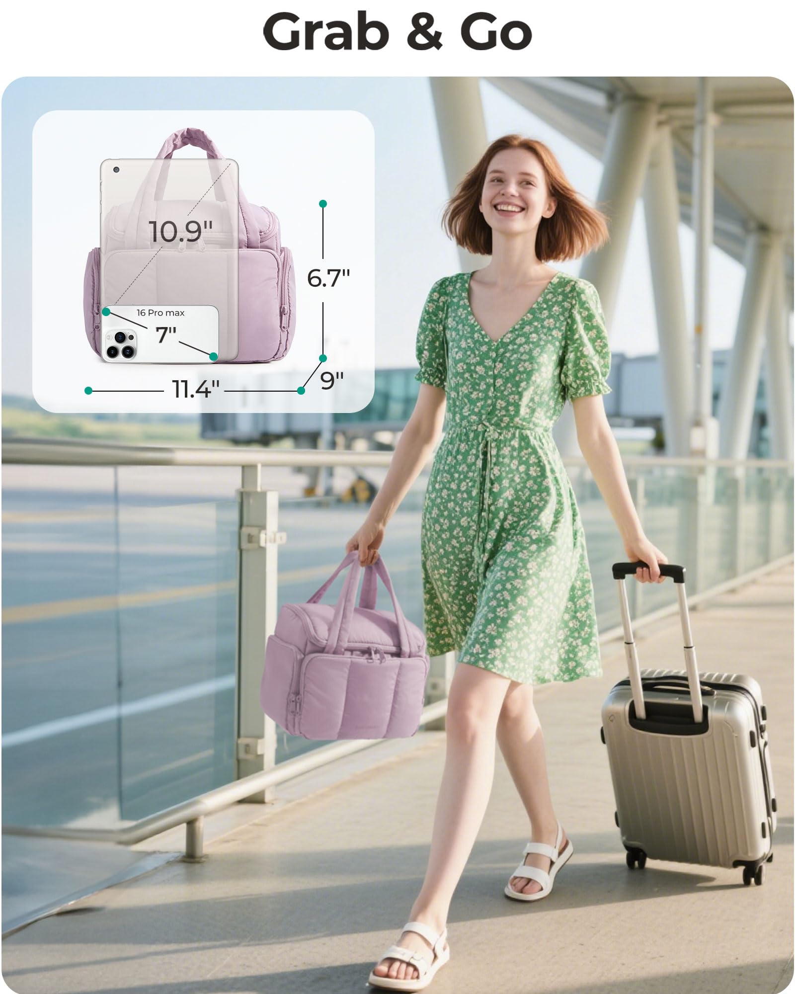 BAGSMART puff-soft fabric offers water resistance to protect contents during travel.